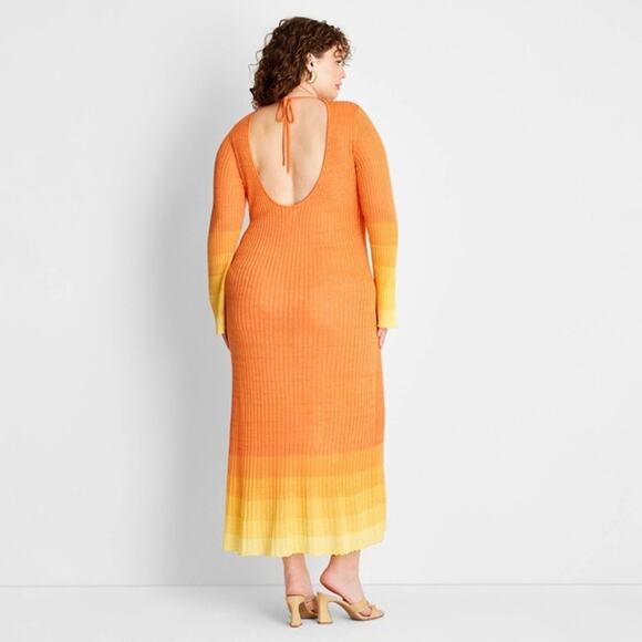Future Collective x Jenee Naylor Orange Ombre Open Back Maxi Dress - Picture 7 of 8
